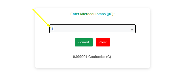 microcoulombs to coulombs Conversion